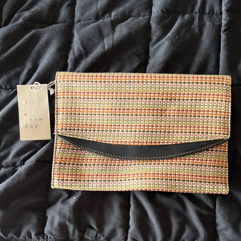 A New Day Woven Clutch with Black Trim